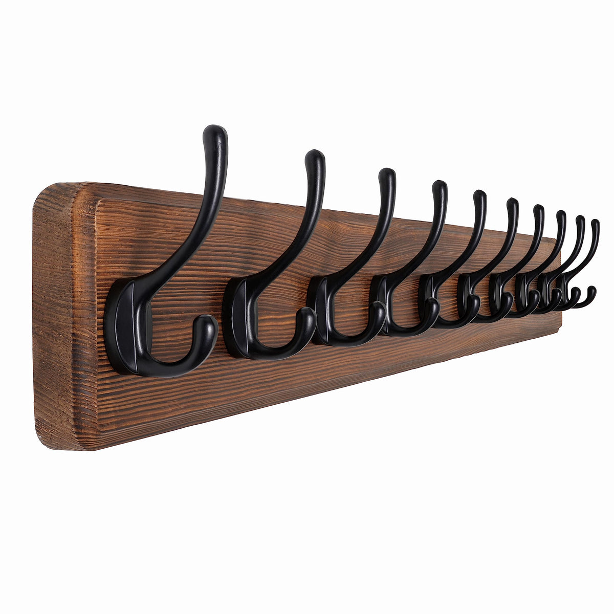 SKOLOO Rustic Coat Rack Wall Mount, 5 Hooks, 17 Inch, Solid Wood, White