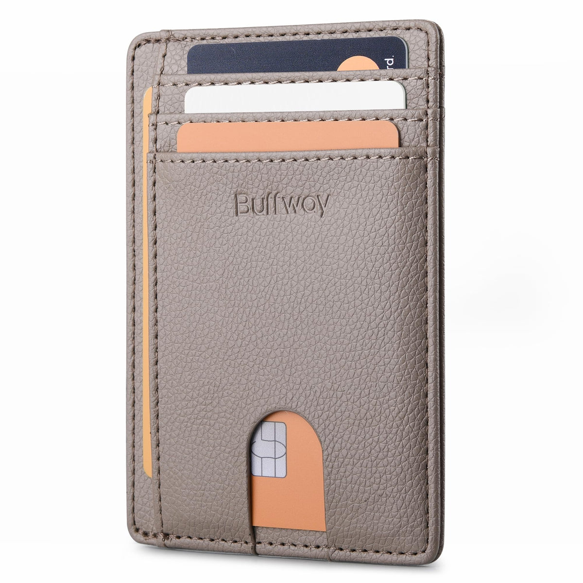 Buffway Slim Minimalist Front Pocket RFID Blocking Leather Wallets for Men and Women - Cross Black
