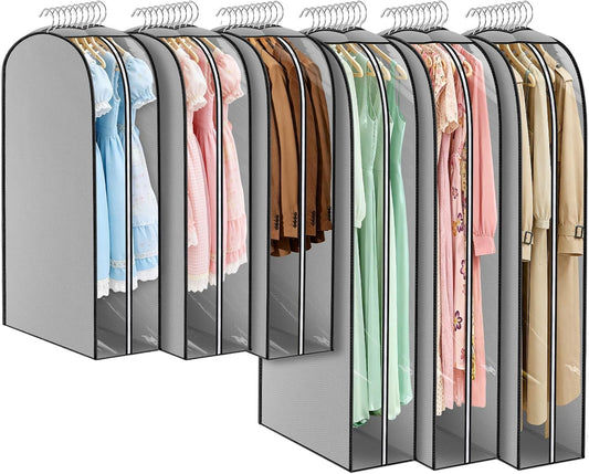 10" Gusseted Garment Bags Thicken for Hanging Clothes, 6 Pack, 40"&60"