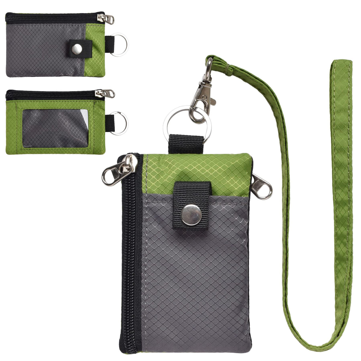 CHENSPRX Minimalist RFID Blocking Small Wallet with ID Window,WaterResistant Zip Id Case Wallet with Lanyard Keychain for Cards,Cash,Travel,Women,Men