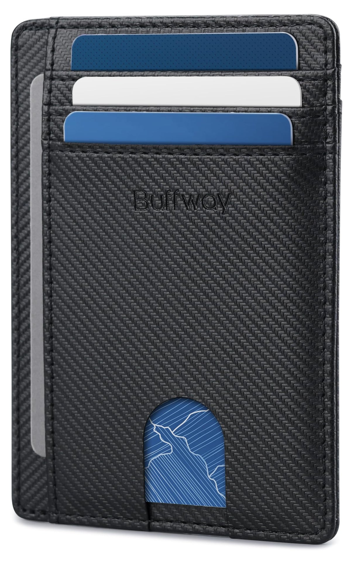 Buffway Slim Minimalist Front Pocket RFID Blocking Leather Wallets for Men and Women - Alaska Cherry