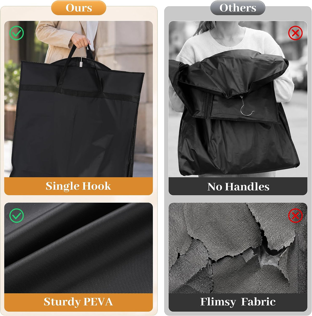 Lzerking 65” x 23” Garment Bags for Dresses and Gowns for Closet Storage