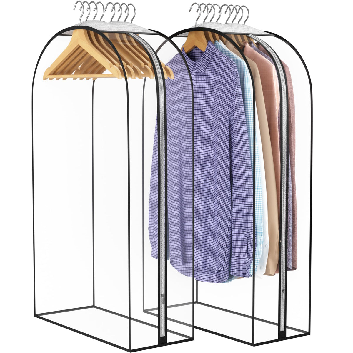 Liuoud Clear Garment Bags for Hanging Clothes 10” Gusseted, 6 Pack, 40”&50”