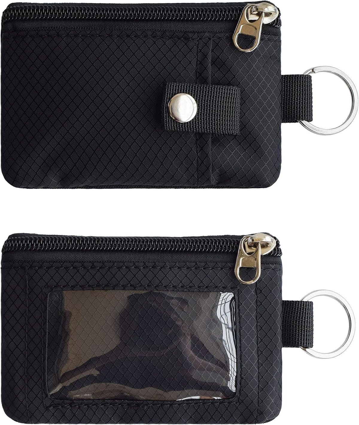 CHENSPRX Minimalist RFID Blocking Small Wallet with ID Window,WaterResistant Zip Id Case Wallet with Lanyard Keychain for Cards,Cash,Travel,Women,Men