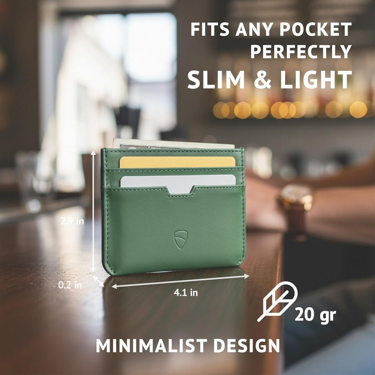 Vaultskin MOORGATE Slim Top-Grain Leather Credit Card Holder, RFID Wallet