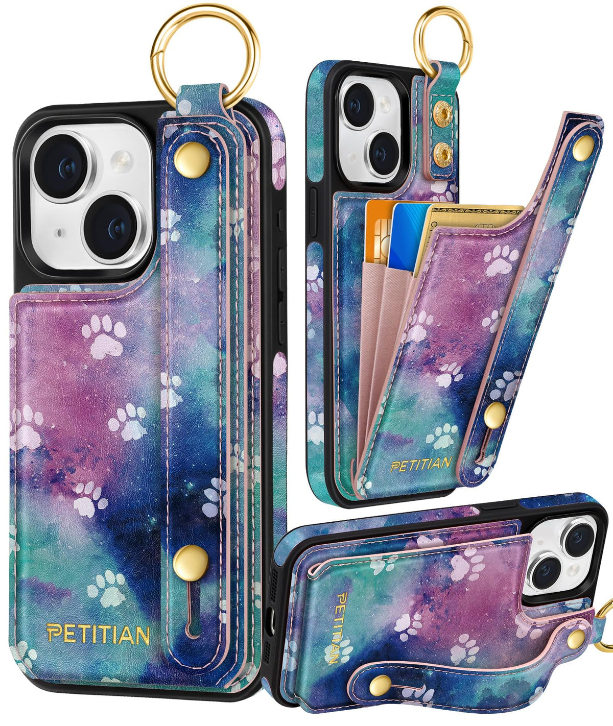 Petitian for iPhone 18 Pro/17 Pro Wallet Case for Women, Vintage Flower
