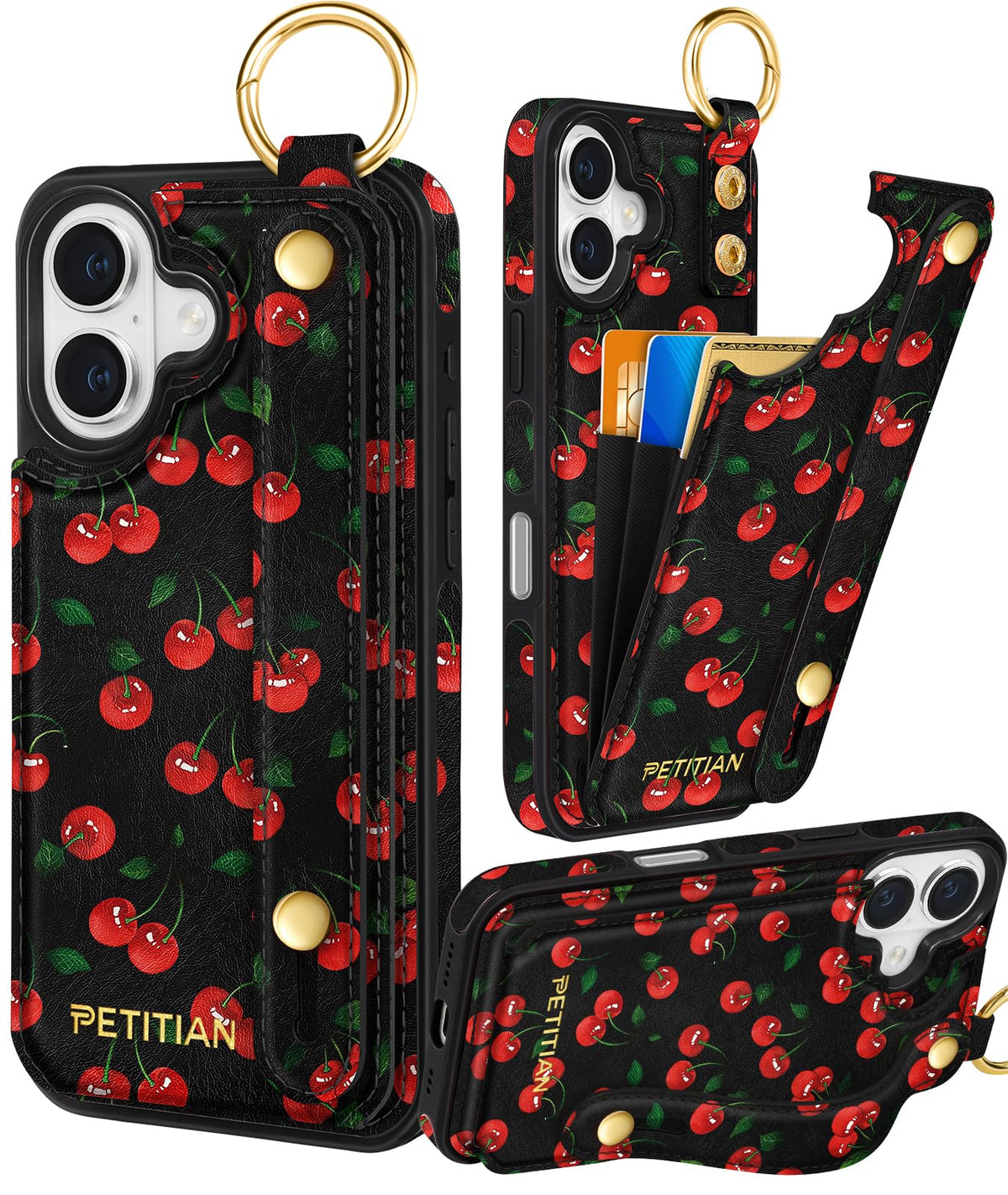 Petitian for iPhone 18 Pro/17 Pro Wallet Case for Women, Vintage Flower