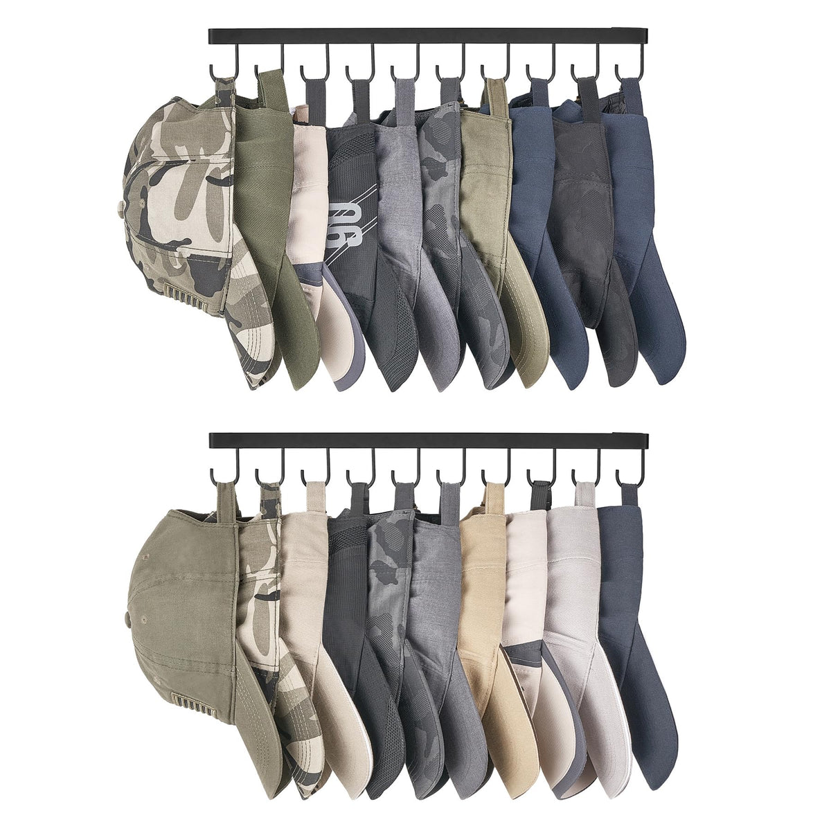 Mkono Hat Organizer, Metal Hat Rack for Wall Storage Holds 40 Caps Set of 4