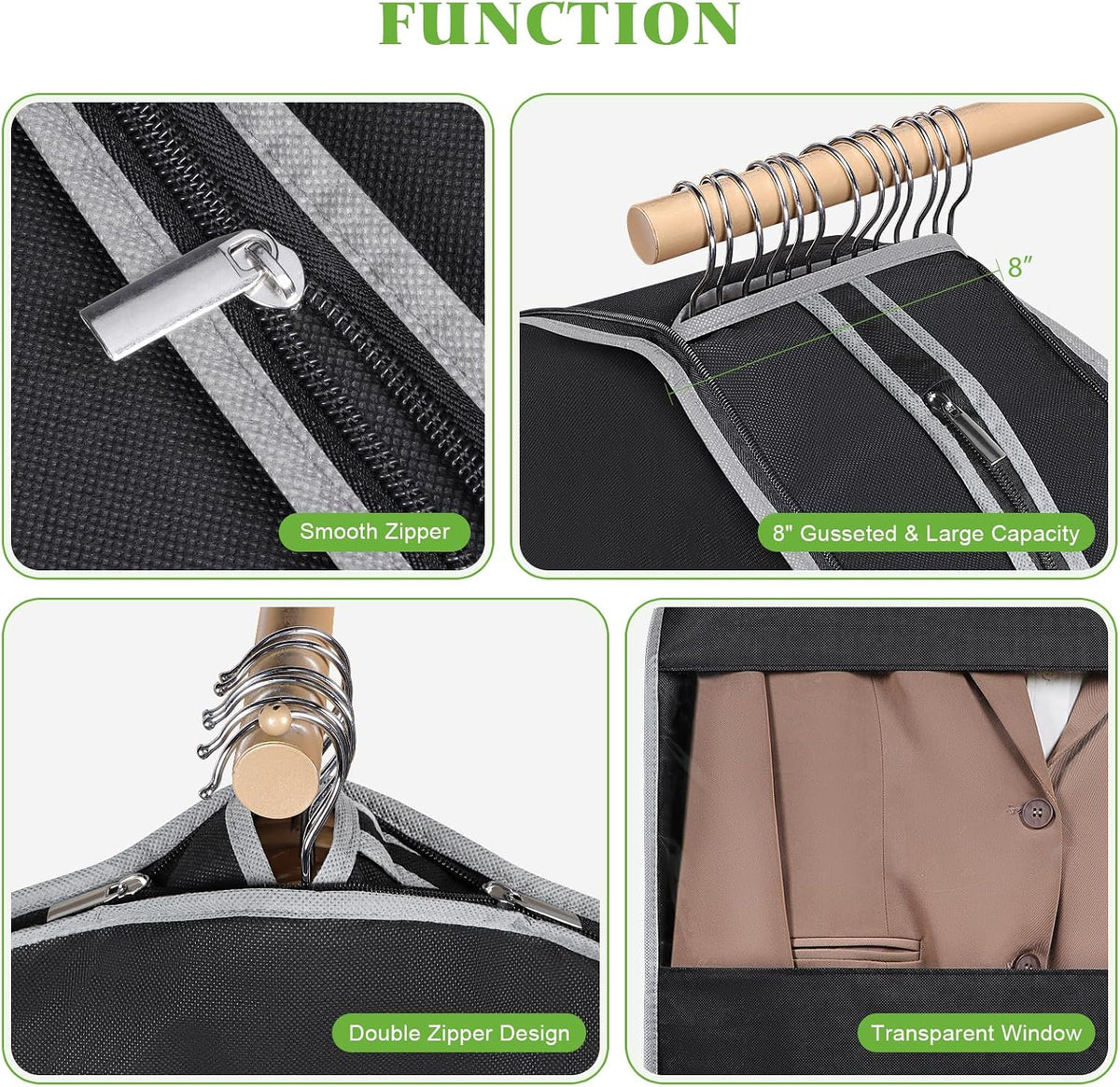 KEEGH Space Saving Hanging Garment Bag, Large Garment Bag 50 In, 3 PCS