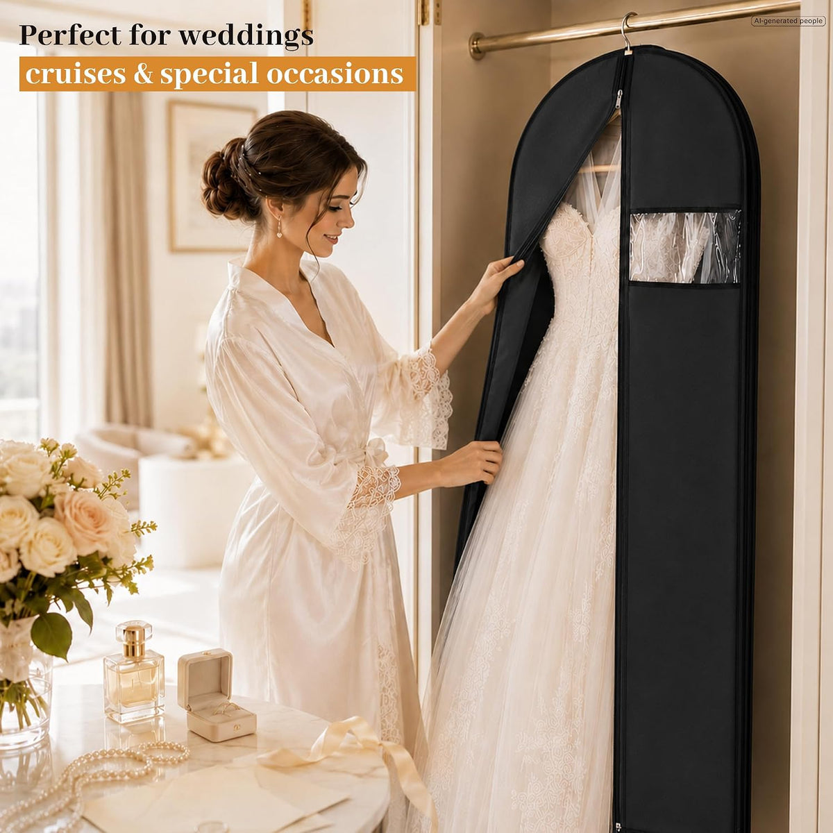 Lzerking 65” x 23” Garment Bags for Dresses and Gowns for Closet Storage