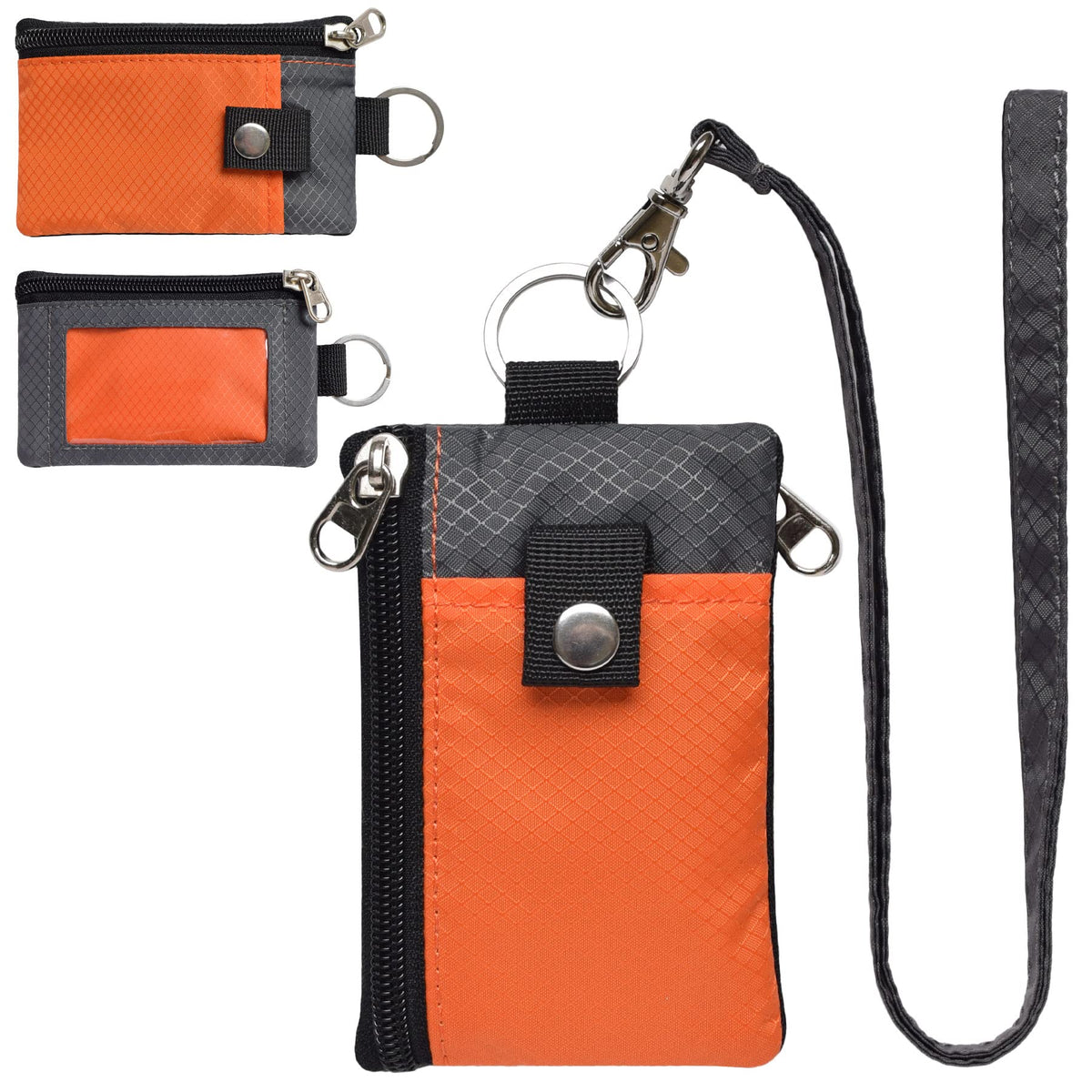 CHENSPRX Minimalist RFID Blocking Small Wallet with ID Window,WaterResistant Zip Id Case Wallet with Lanyard Keychain for Cards,Cash,Travel,Women,Men