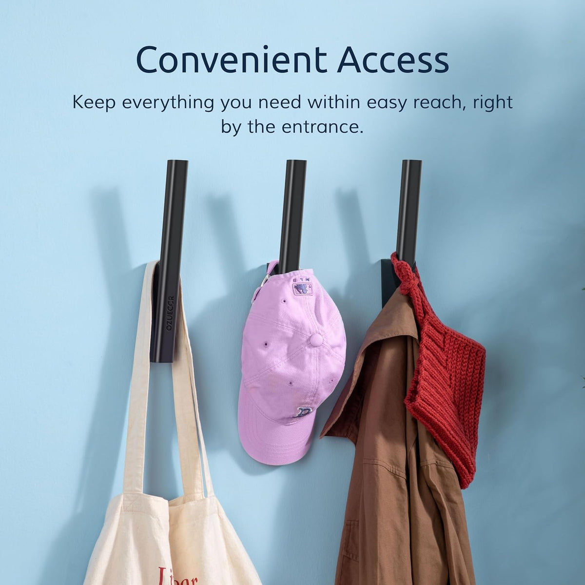 Ozueccr Hat Rack for Baseball Caps – Wall Mounted Vertical Hat Holder, Multi-Purpose Wall Hook, Closet Cap Organizer, Sturdy Compact, Easy to Install