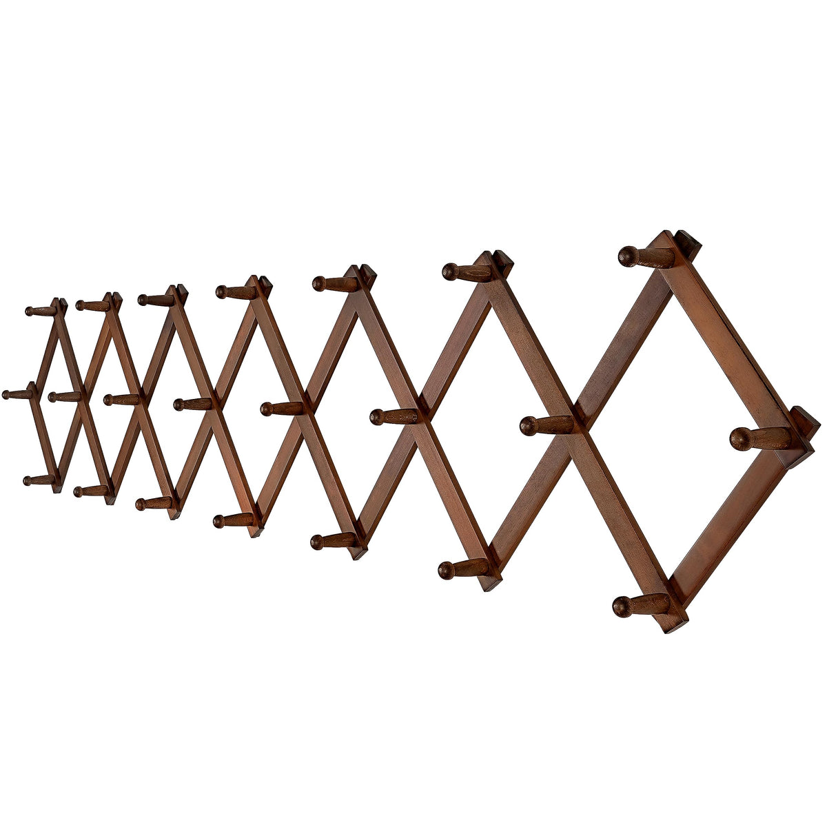 SKOLOO Hat Rack for Wall with 14 Hooks, Solid Wooden, Modern, Expandable Coat Rack Wall Mount for Coats, Hats, Bags, Baseball Caps, Natural Color