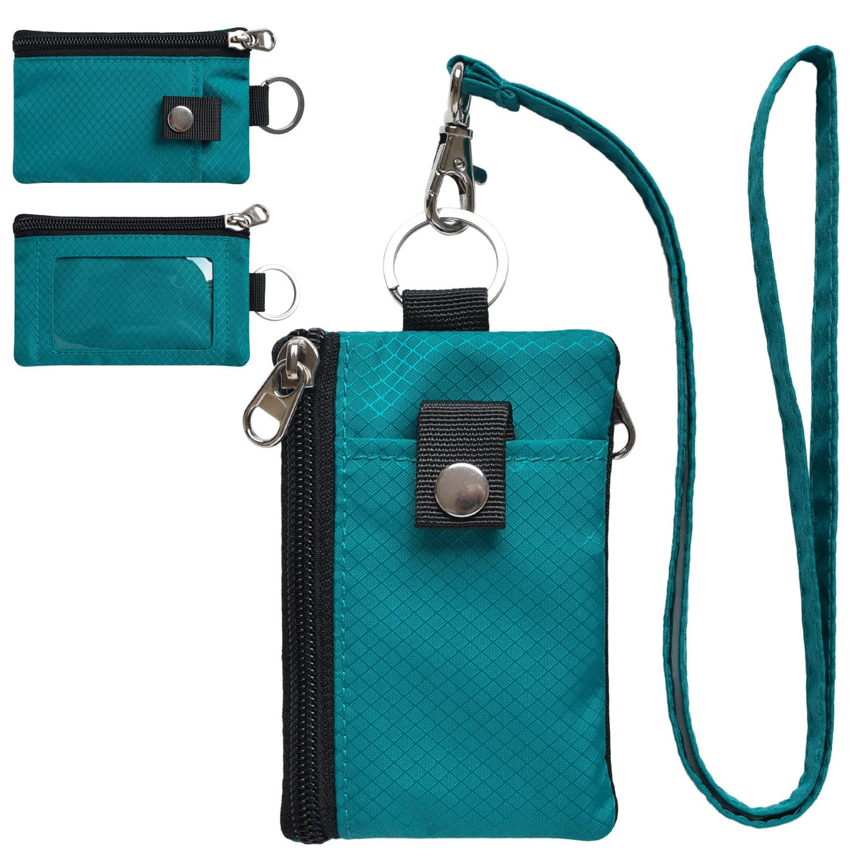 CHENSPRX Minimalist RFID Blocking Small Wallet with ID Window,WaterResistant Zip Id Case Wallet with Lanyard Keychain for Cards,Cash,Travel,Women,Men
