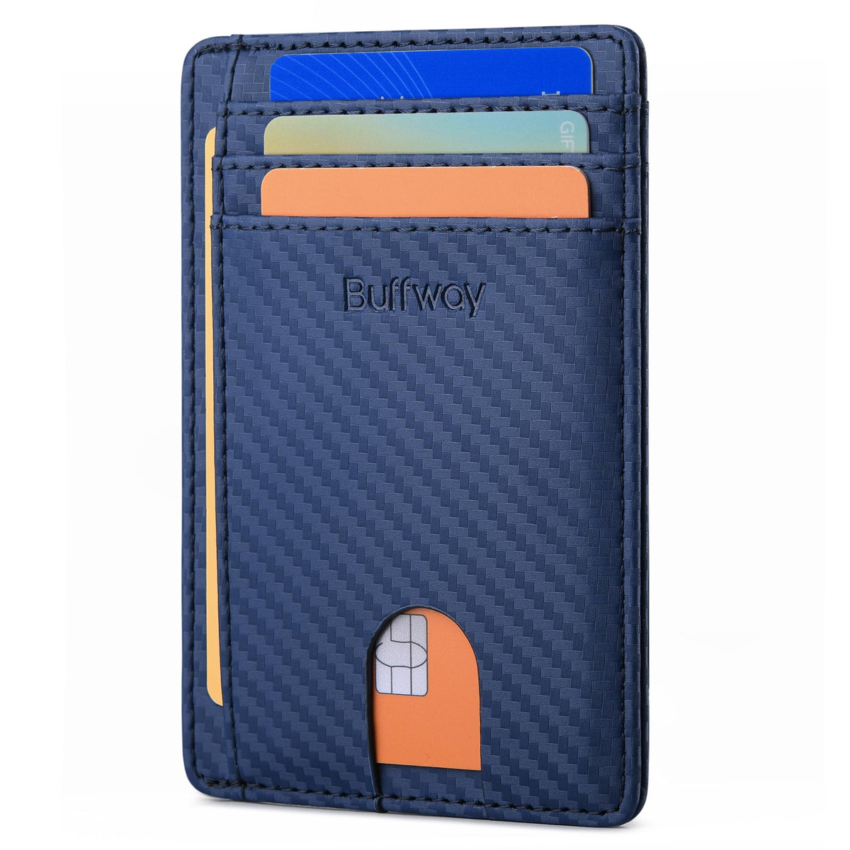 Buffway Slim Minimalist Front Pocket RFID Blocking Leather Wallets for Men and Women - Alaska Cherry