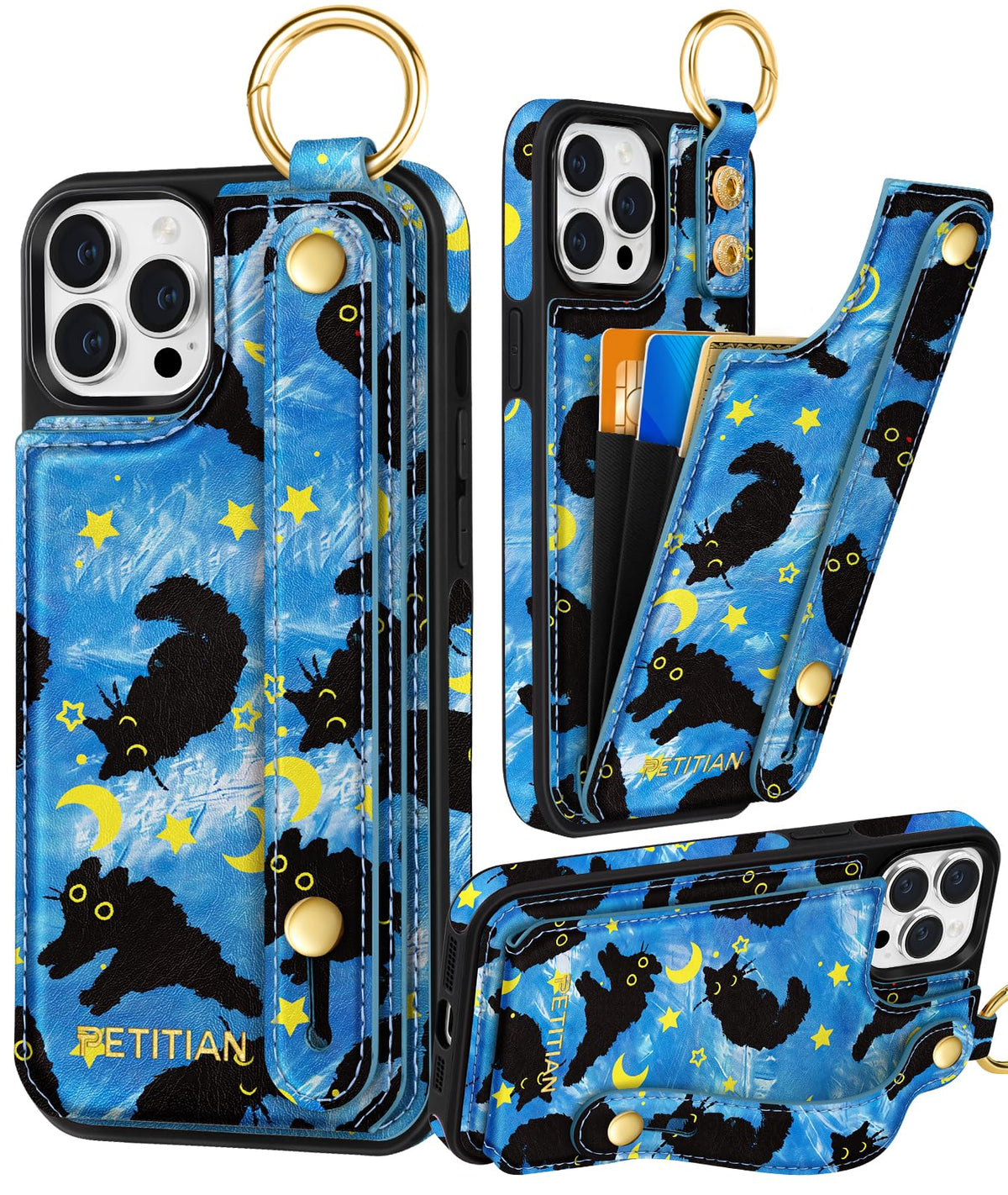 Petitian for iPhone 18 Pro/17 Pro Wallet Case for Women, Vintage Flower