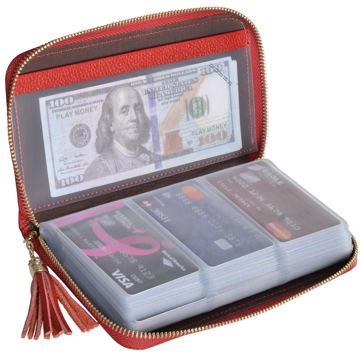 Easyoulife Credit Card Holder Wallet Womens Zipper Leather Case Purse RFID Blocking