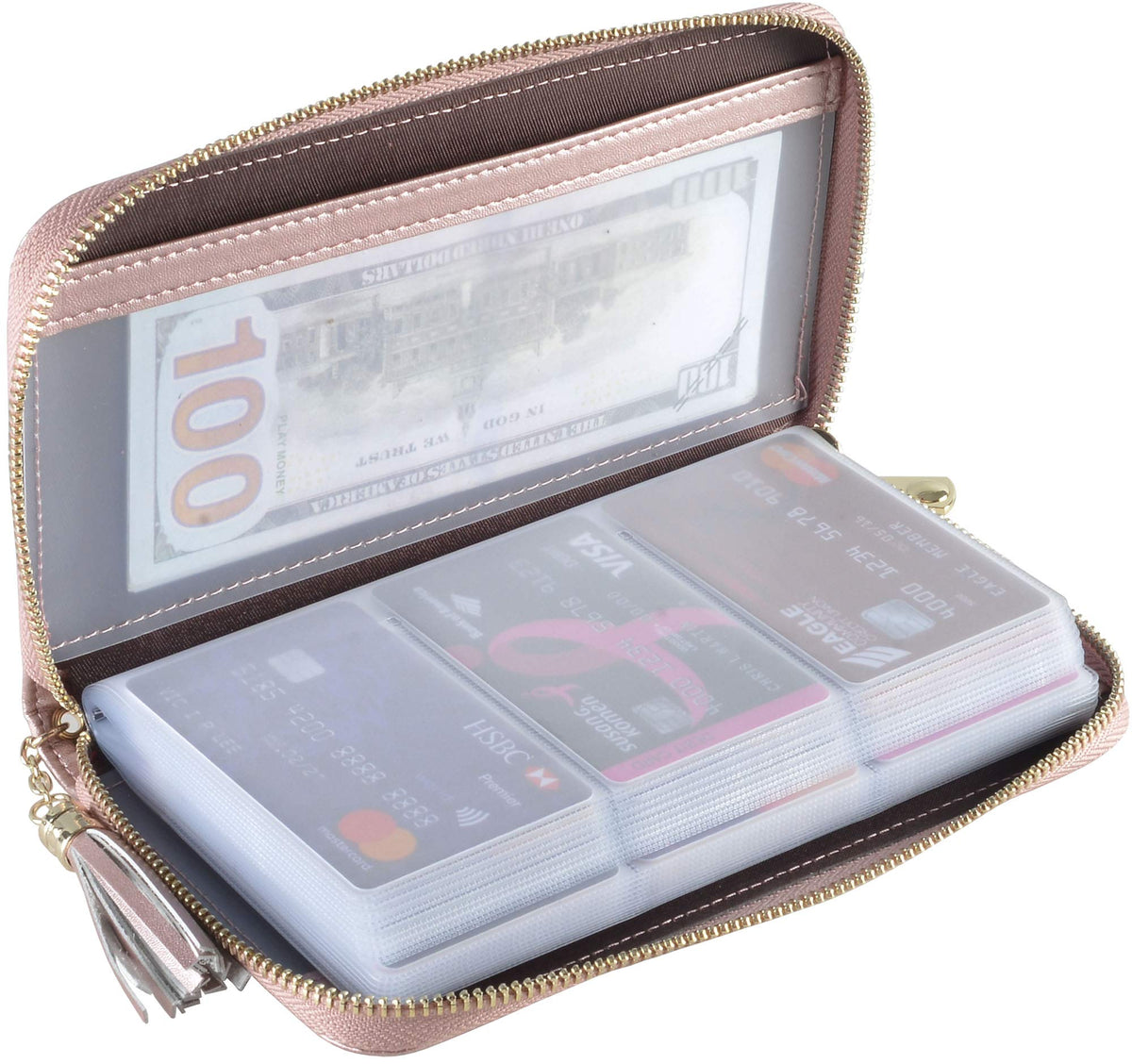 Easyoulife Credit Card Holder Wallet Womens Zipper Leather Case Purse RFID Blocking