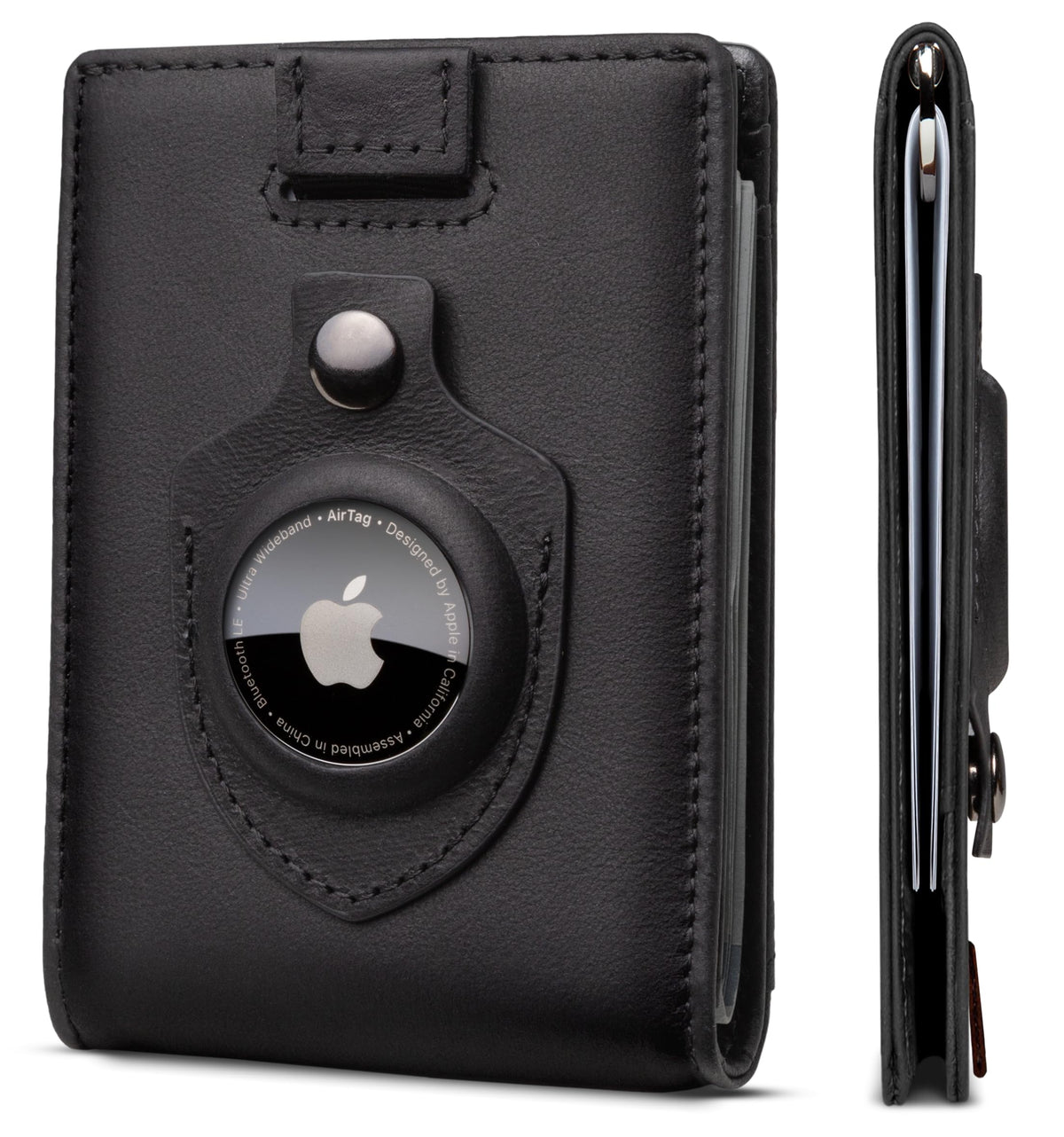 SERMAN BRANDS RFID Blocking Slim Bifold Genuine Leather Minimalist Front Pocket Wallets for Men with Money Clip Thin Mens