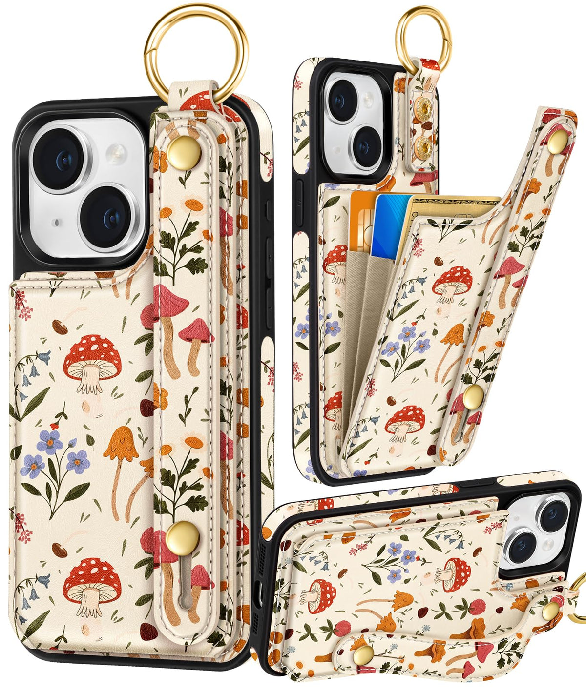 Petitian for iPhone 18 Pro/17 Pro Wallet Case for Women, Vintage Flower