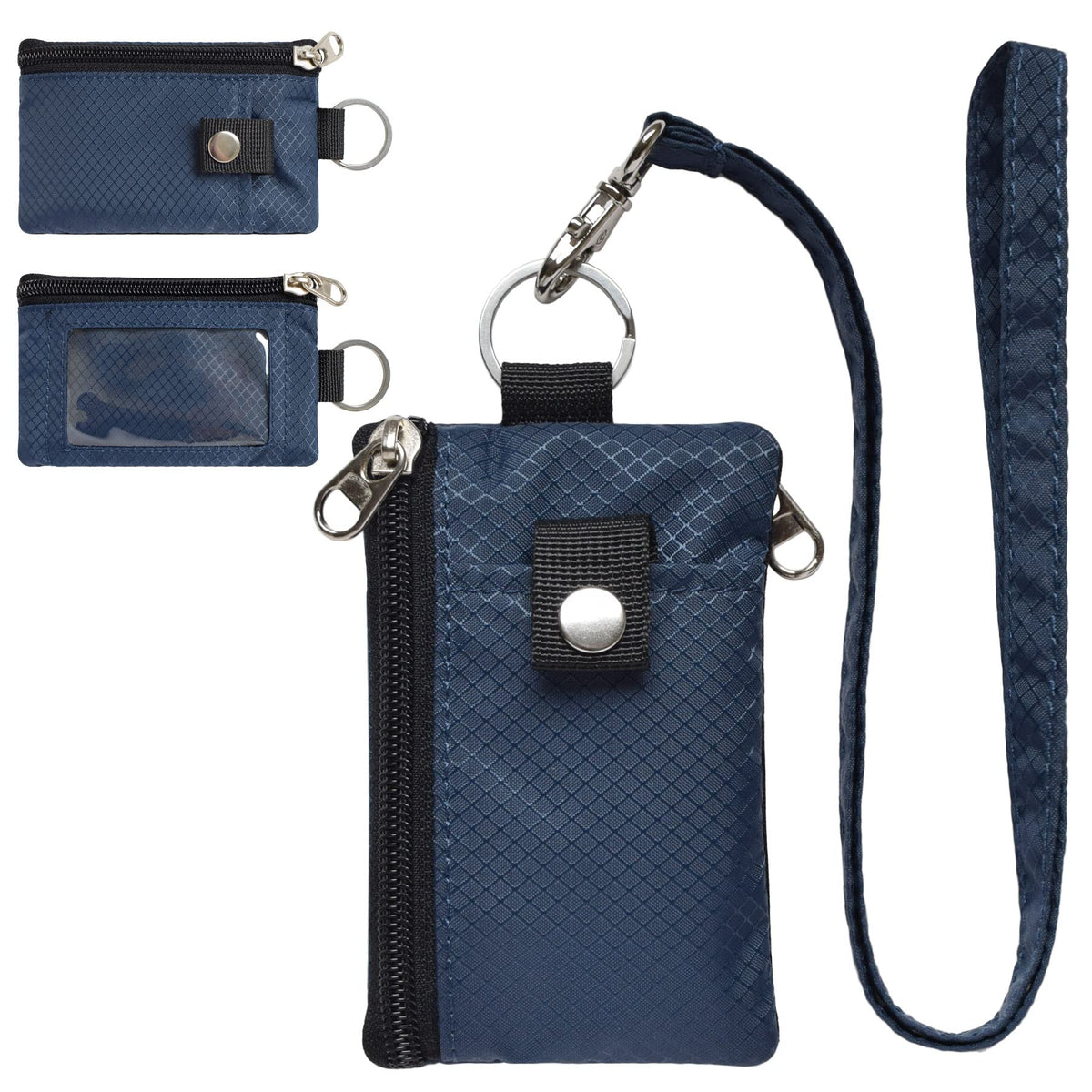 CHENSPRX Minimalist RFID Blocking Small Wallet with ID Window,WaterResistant Zip Id Case Wallet with Lanyard Keychain for Cards,Cash,Travel,Women,Men