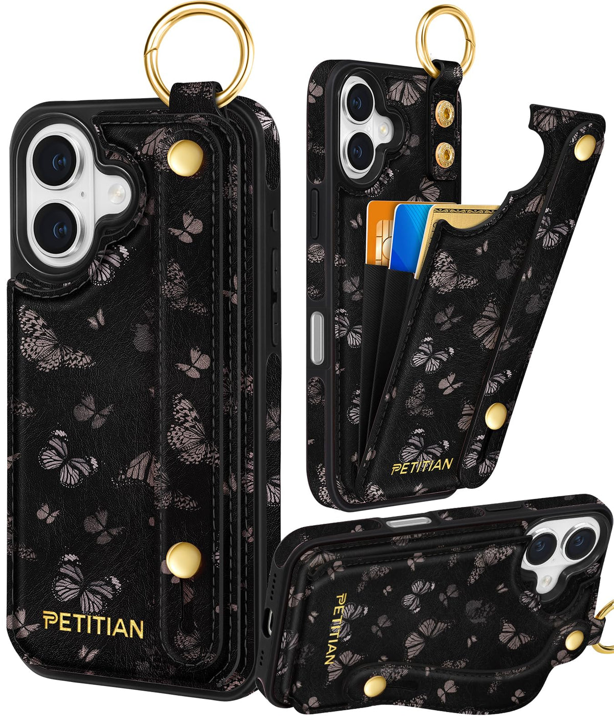 Petitian for iPhone 18 Pro/17 Pro Wallet Case for Women, Vintage Flower