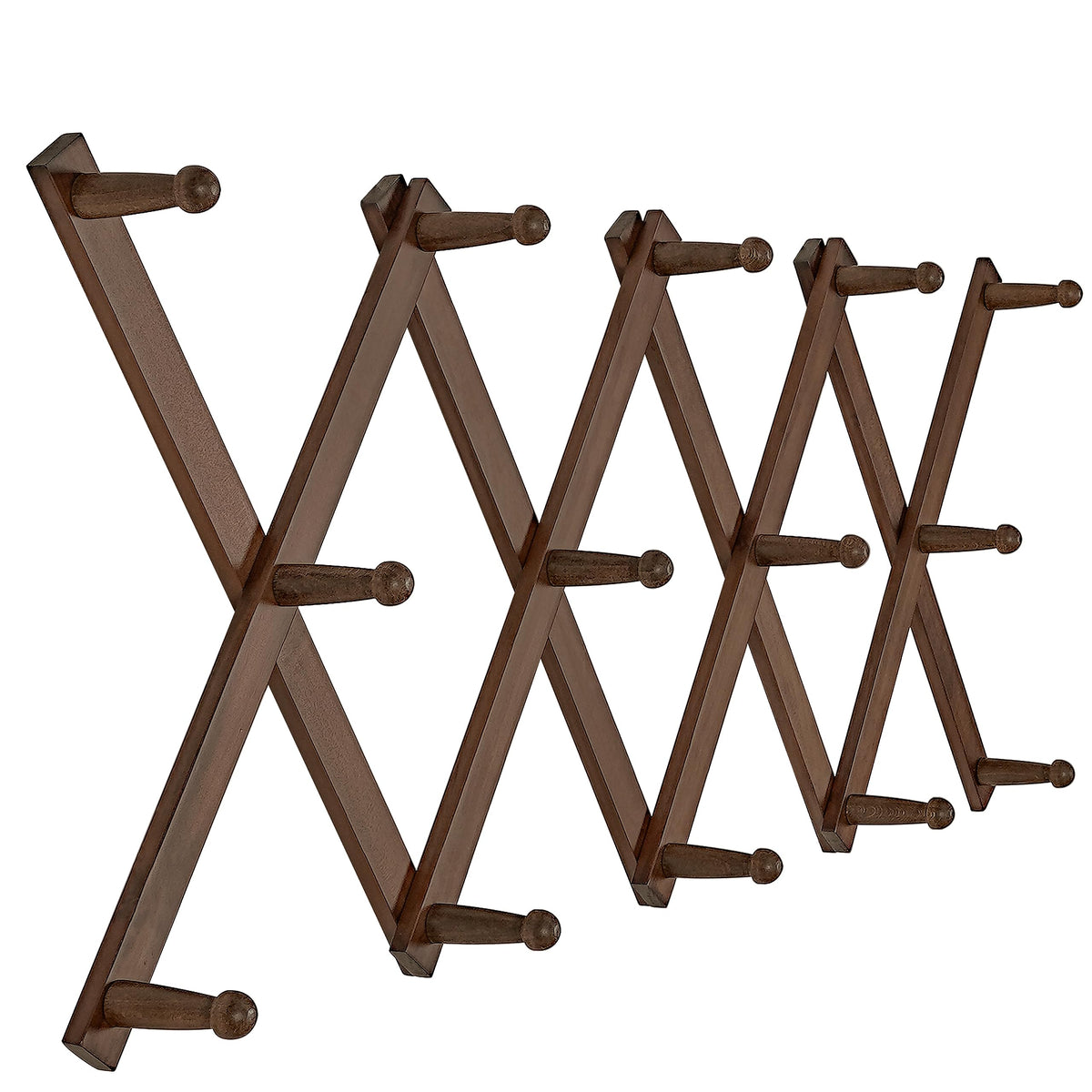 SKOLOO Hat Rack for Wall with 14 Hooks, Solid Wooden, Modern, Expandable Coat Rack Wall Mount for Coats, Hats, Bags, Baseball Caps, Natural Color