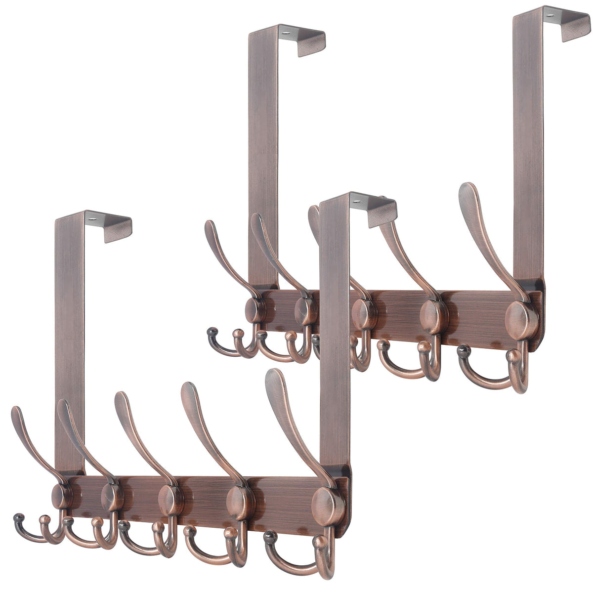 SKOLOO Over The Door Hook - for Doors up to 1-3/4'' Thickness, Metal Door Hanger with 5 Triple Hooks, Black Over The Door Hanger for Coats, Hats, Towels, Assembly Required