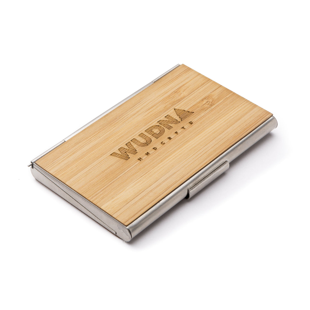 WUDN Handcrafted Business Card Holder Wallet For Men and Women | Holds Up to 20-25 B-Cards or 8-10 Credit Cards | Wooden & Stainless Business Card Case with Buckle Closure, Made in Idaho, USA.