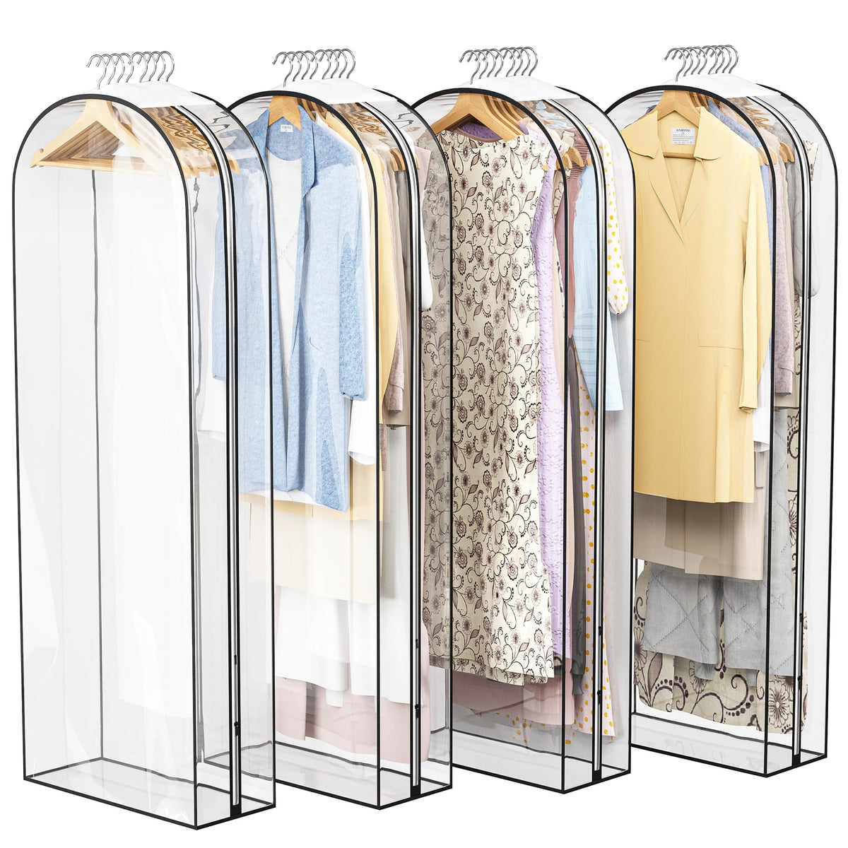 Liuoud Clear Garment Bags for Hanging Clothes 10” Gusseted, 6 Pack, 40”