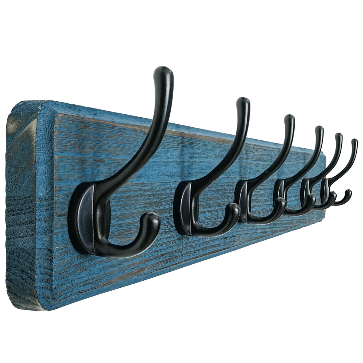 Dseap Wall Mounted Coat Rack: Patented, Heavy-Duty, 17.4" Long 5-Double-Hooks Wooden Hanger Rail for Winter Coats, Hat, Jacket, Clothing - Natural & Black