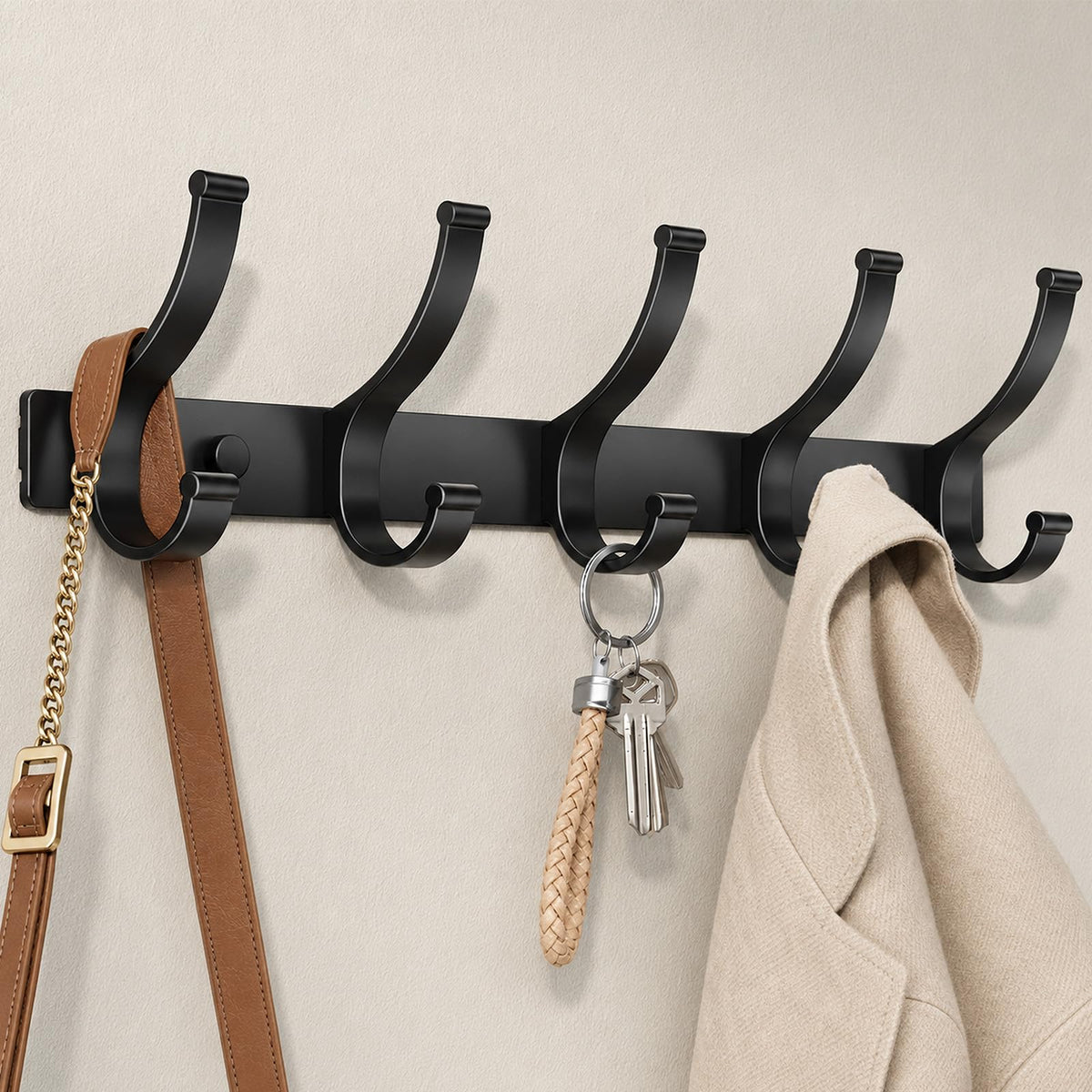 Optish 2 Pack Coat Rack Wall Mount, Heavy Duty Coat Hooks for Hanging,White