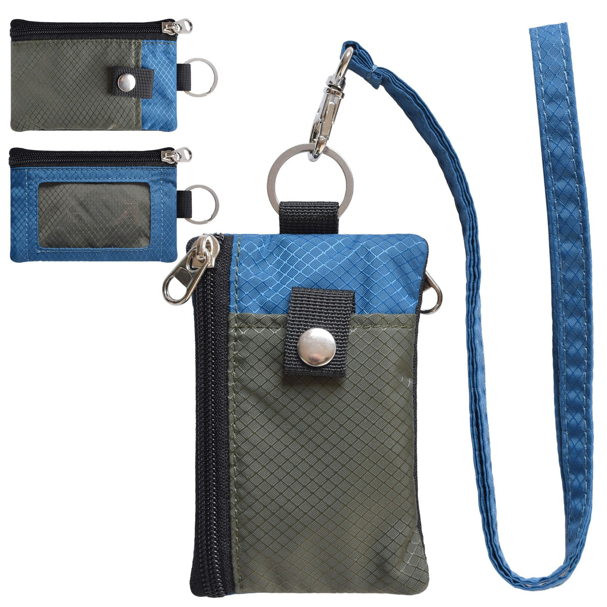 CHENSPRX Minimalist RFID Blocking Small Wallet with ID Window,WaterResistant Zip Id Case Wallet with Lanyard Keychain for Cards,Cash,Travel,Women,Men