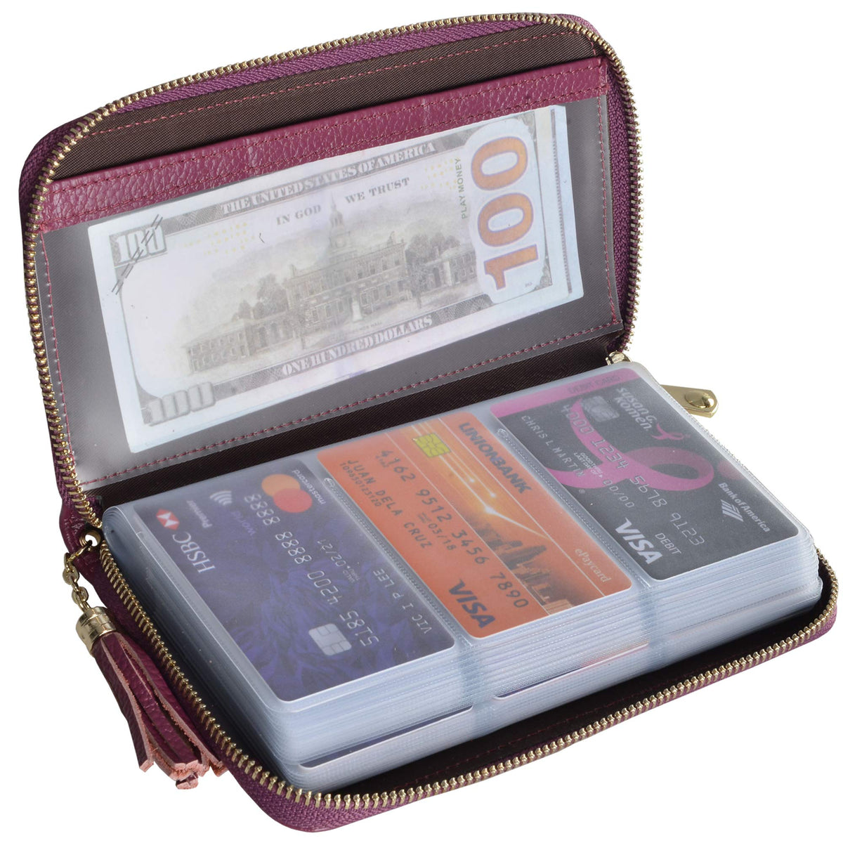 Easyoulife Credit Card Holder Wallet Womens Zipper Leather Case Purse RFID Blocking
