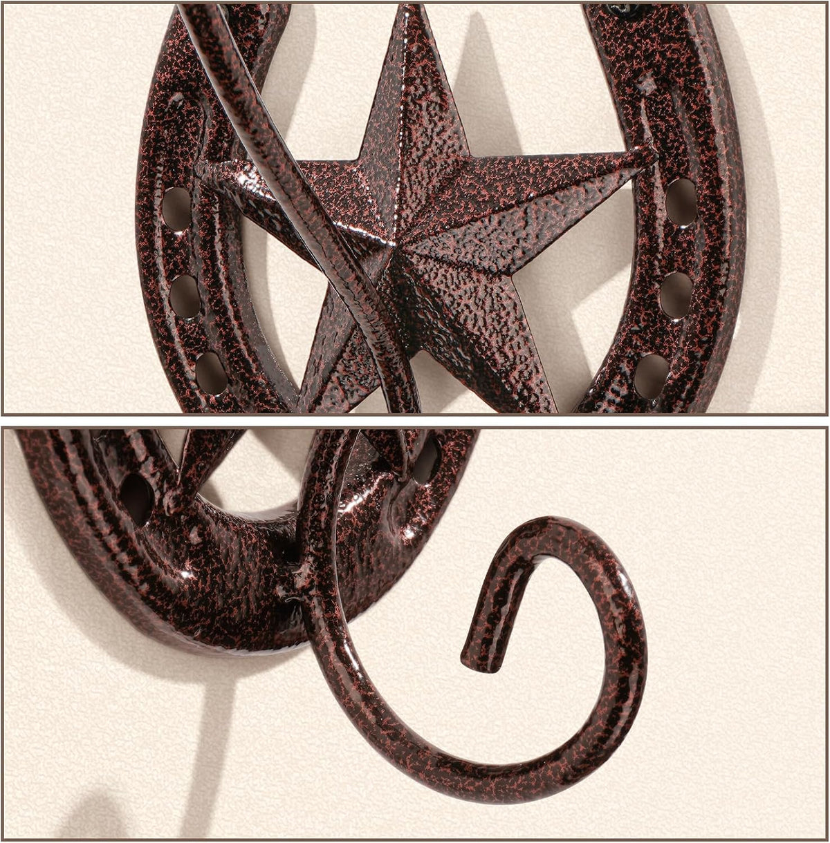 Cowboy Hat Rack for Wall Rustic Metal Cowboy Hat Holder 2 Pack Hat Hanger Western Wall Decor Horseshoe Hooks Storage Display Closet Bedroom Living Room Western Gift Antique Bronze