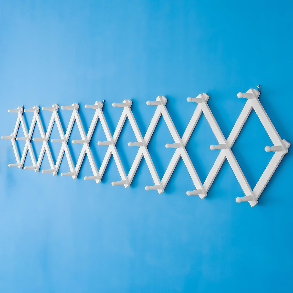 SKOLOO Hat Rack for Wall with 14 Hooks, Solid Wooden, Modern, Expandable Coat Rack Wall Mount for Coats, Hats, Bags, Baseball Caps, Natural Color