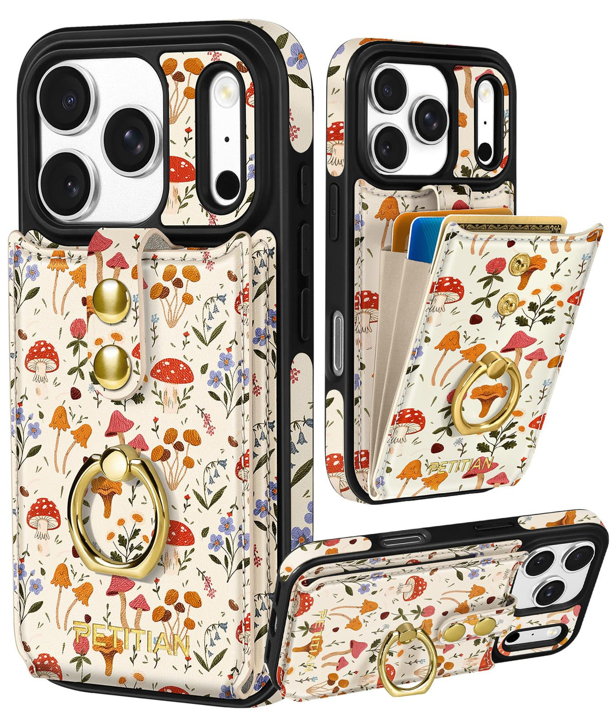 Petitian for iPhone 18 Pro/17 Pro Wallet Case for Women, Vintage Flower