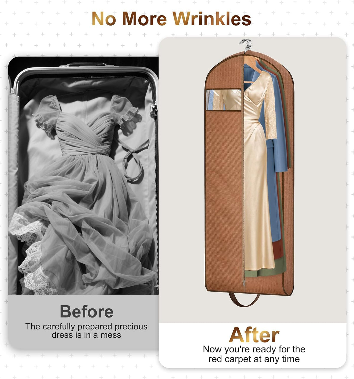 MISSLO 65" Long Garment Bags for Travel for Women Dress Bags for Gowns