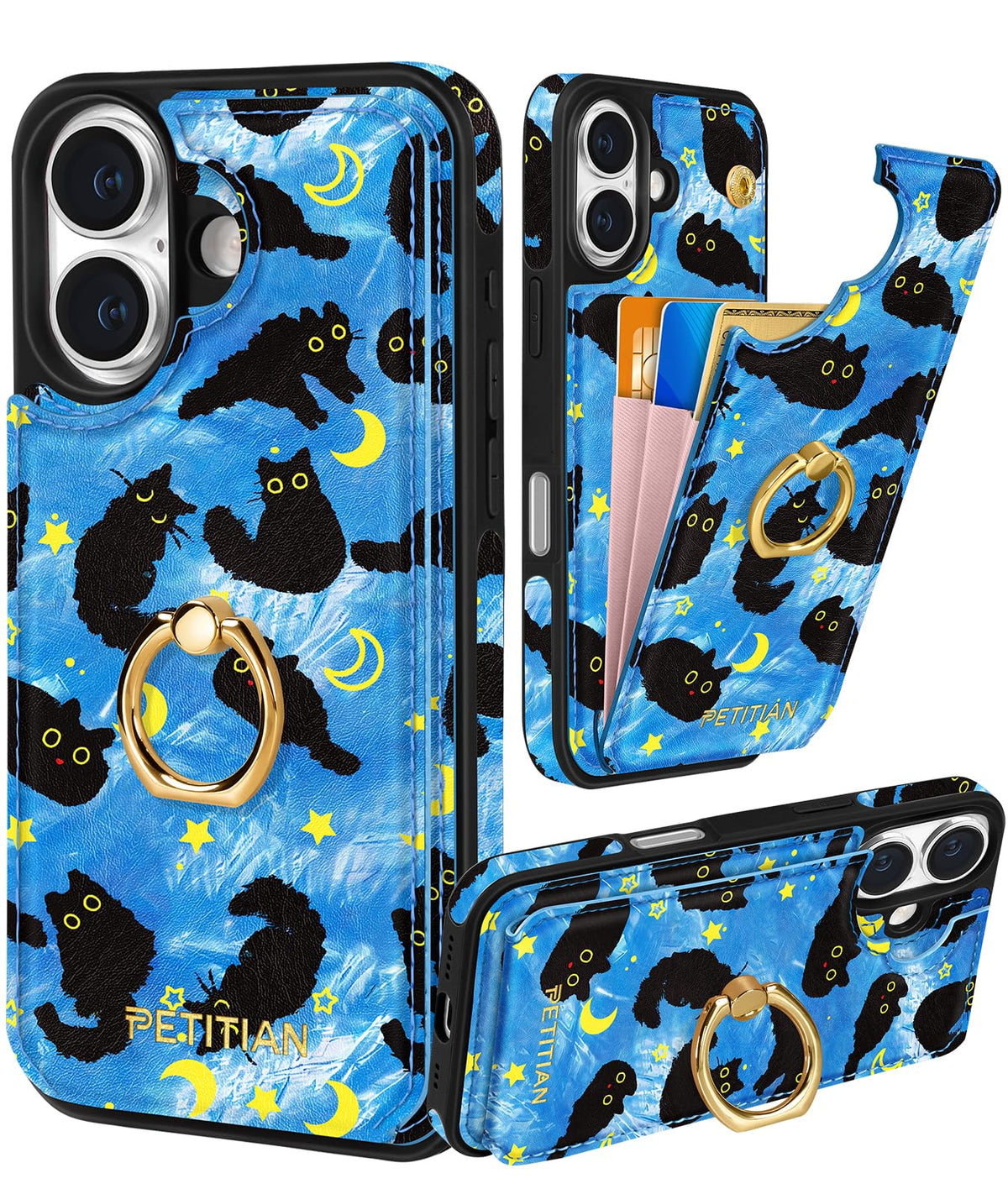 Petitian for iPhone 18 Pro/17 Pro Wallet Case for Women, Vintage Flower