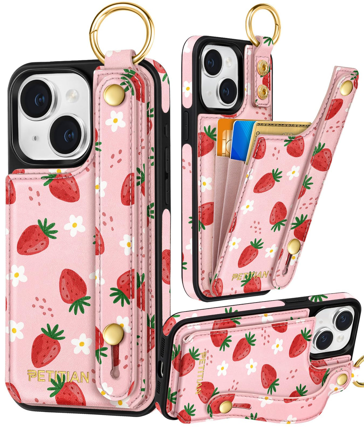 Petitian for iPhone 18 Pro/17 Pro Wallet Case for Women, Vintage Flower