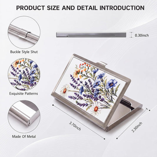 Vintage Metal Business Card Case, Slim Business Credit Card Holder Wallet for Women & Men (#A)