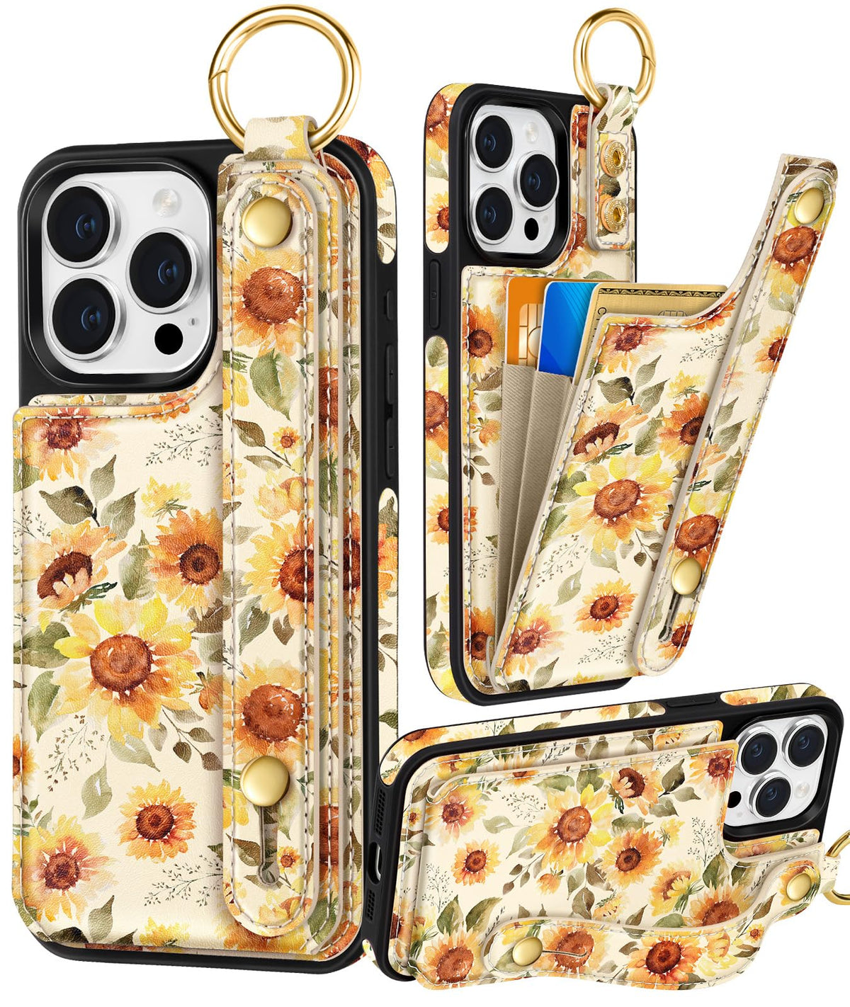 Petitian for iPhone 18 Pro/17 Pro Wallet Case for Women, Vintage Flower