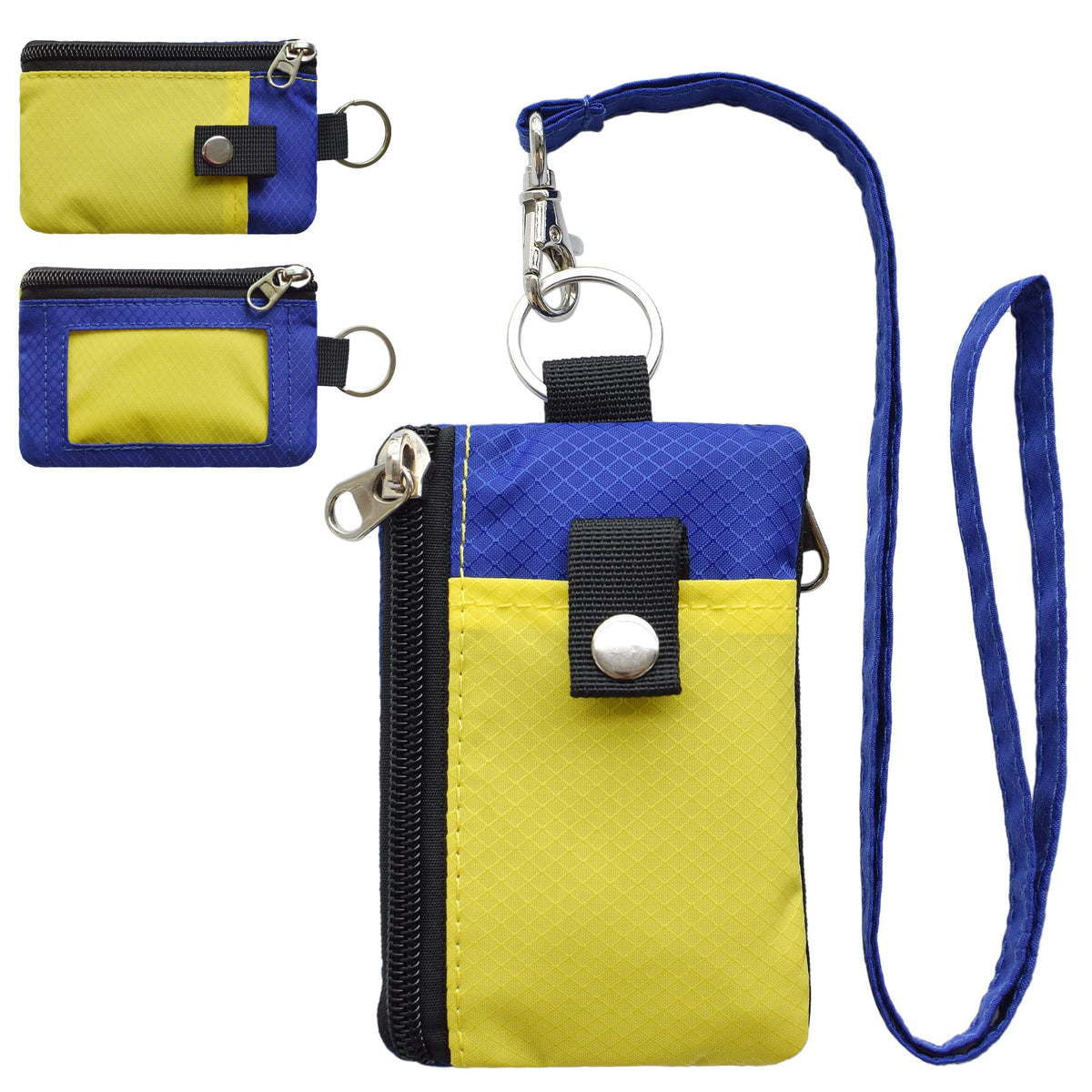 CHENSPRX Minimalist RFID Blocking Small Wallet with ID Window,WaterResistant Zip Id Case Wallet with Lanyard Keychain for Cards,Cash,Travel,Women,Men
