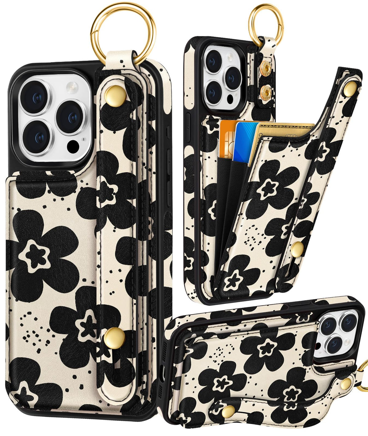 Petitian for iPhone 18 Pro/17 Pro Wallet Case for Women, Vintage Flower