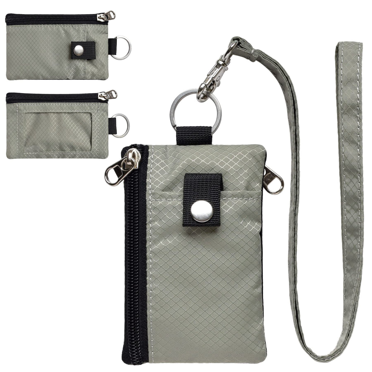 CHENSPRX Minimalist RFID Blocking Small Wallet with ID Window,WaterResistant Zip Id Case Wallet with Lanyard Keychain for Cards,Cash,Travel,Women,Men
