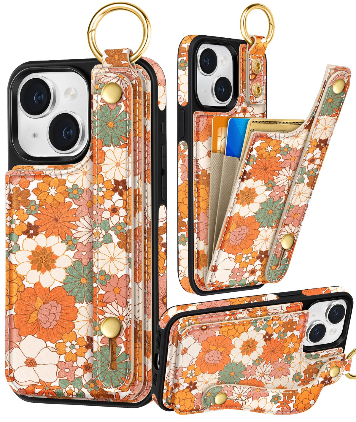 Petitian for iPhone 18 Pro/17 Pro Wallet Case for Women, Vintage Flower