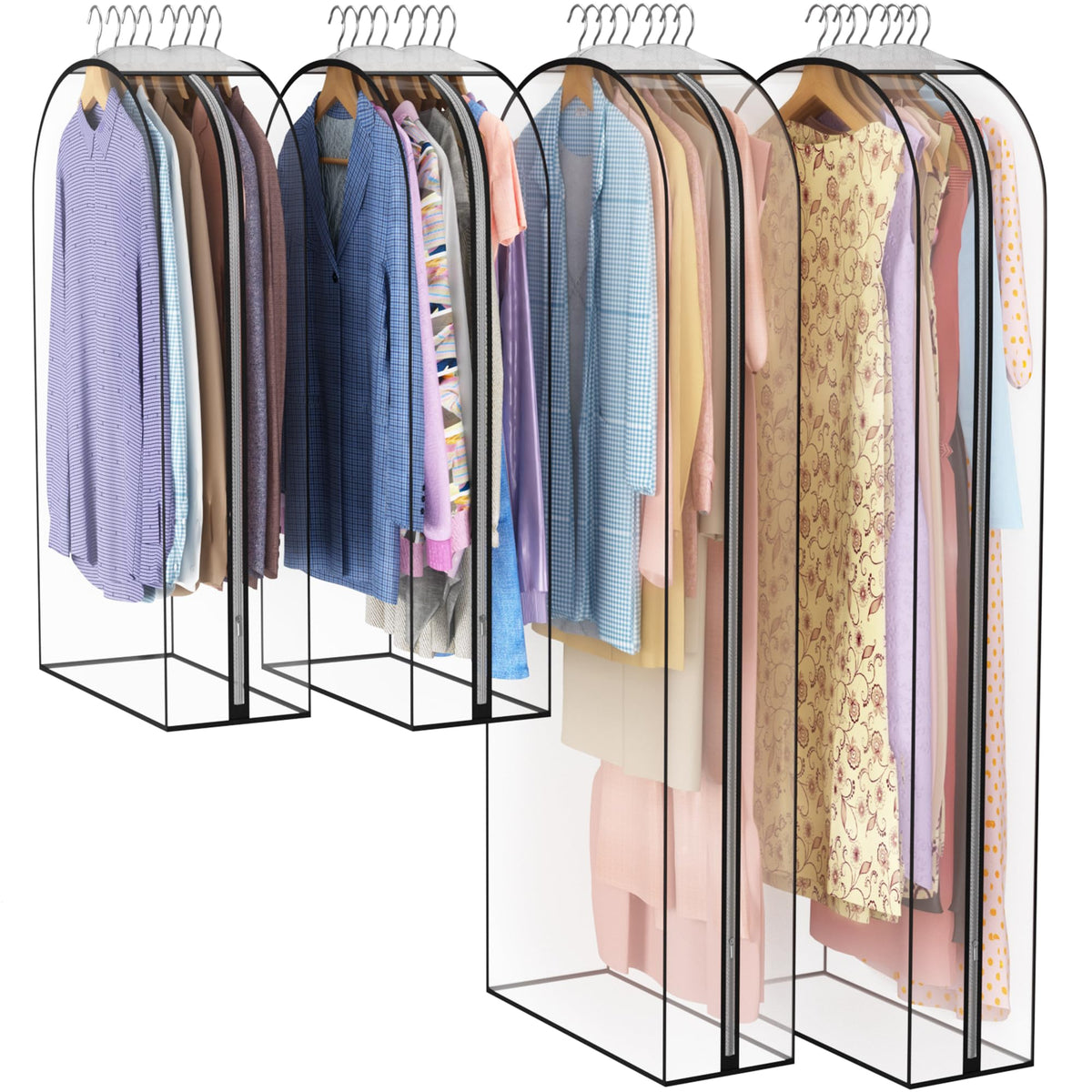 Liuoud Clear Garment Bags for Hanging Clothes 10” Gusseted, 6 Pack, 40”&50”