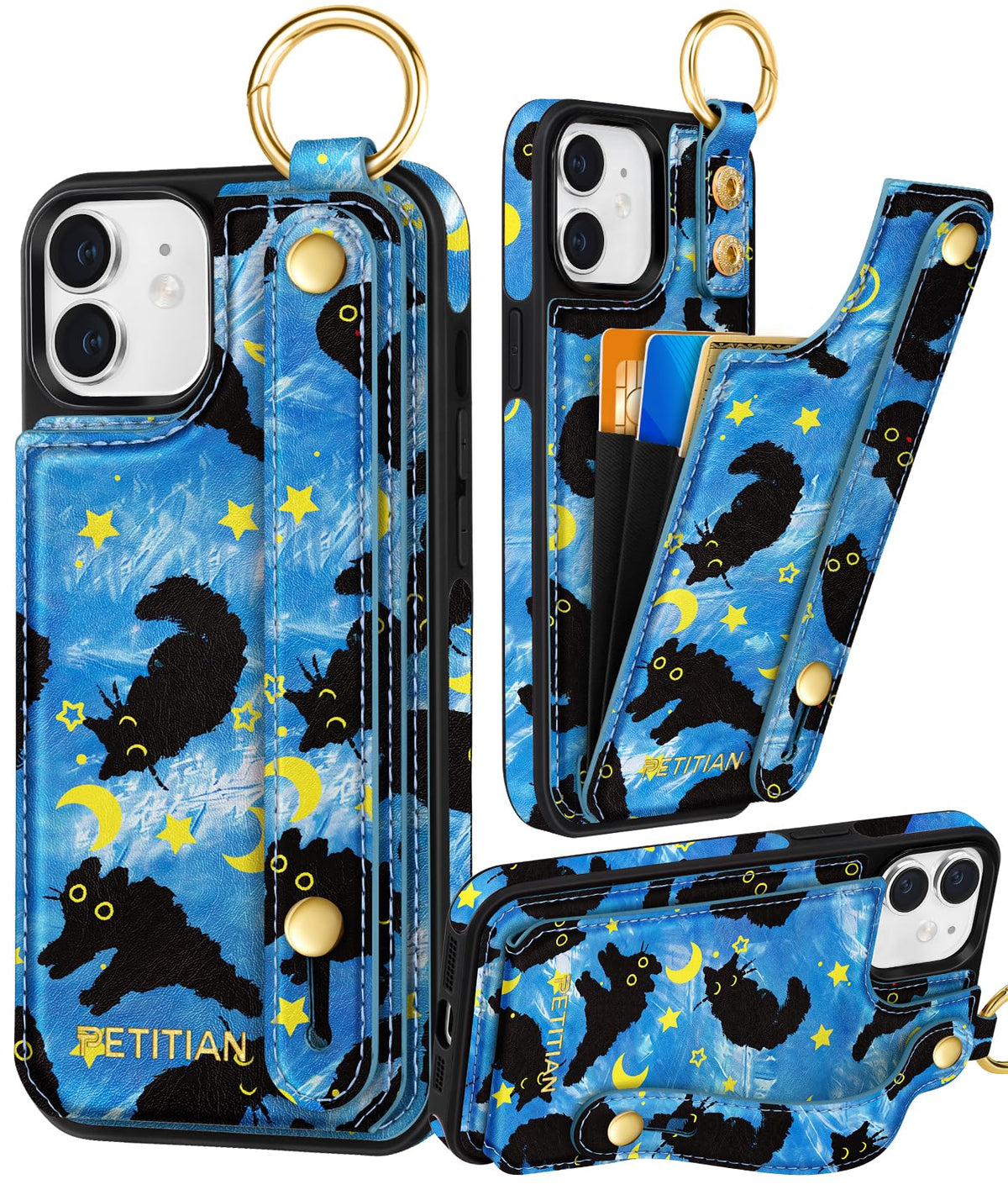 Petitian for iPhone 18 Pro/17 Pro Wallet Case for Women, Vintage Flower