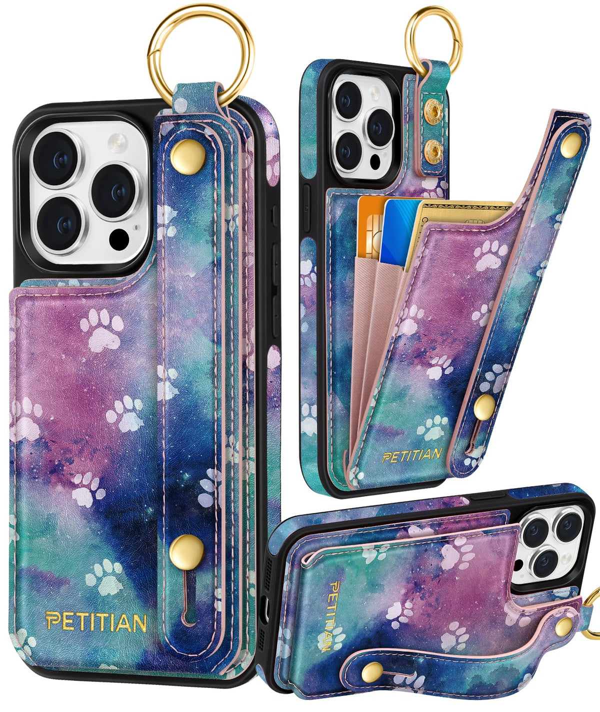 Petitian for iPhone 18 Pro/17 Pro Wallet Case for Women, Vintage Flower