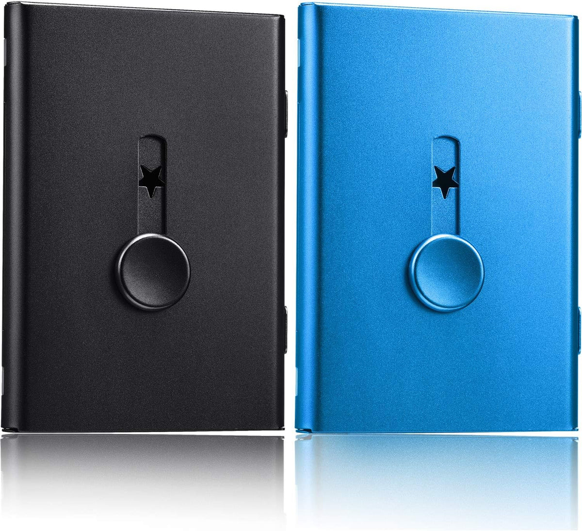 Tatuo 2 Pcs Black/blue Business Card Holder Thumb Drive Stainless Steel
